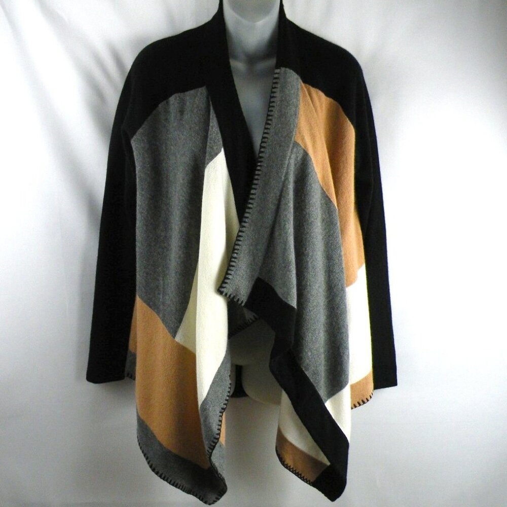 Neiman Marcus Open Front Color Block 100% Cashmer… - image 1